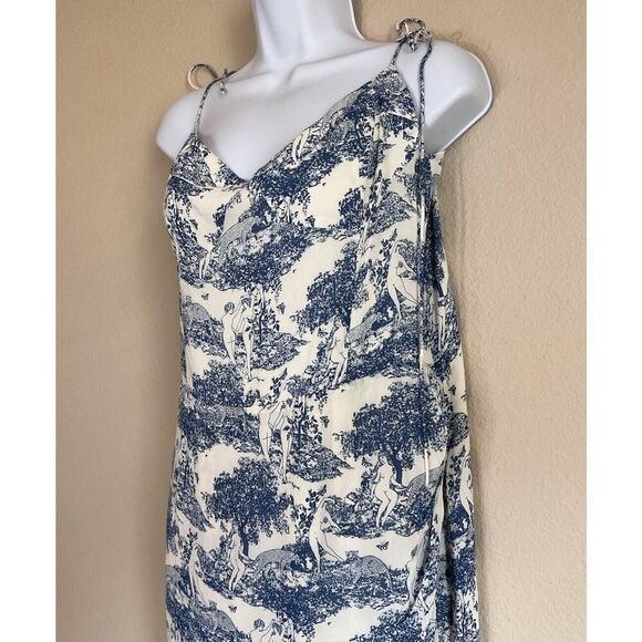 Reformation Kourtney Pastoral Side Slit Midi Dress Blue Size 12 - Picture 3 of 11